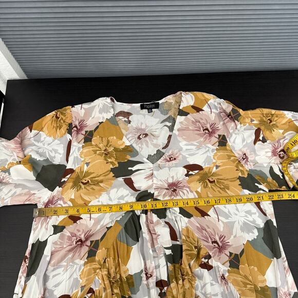 Papillon Women's Multicolor Floral V Neck Viscose Shift Dress Size XXL - Picture 7 of 8